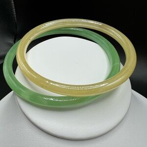 Pair Of Art Glass Bangle Bracelets Slim Stackable Layering